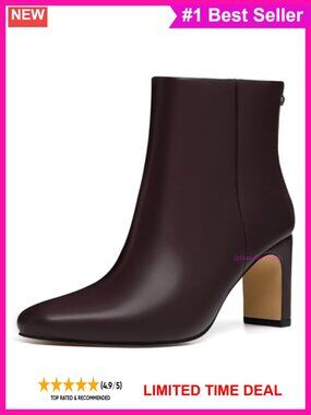 Faux Leather Square Toe Chunky Heeled Ankle Boots with Side Zipper